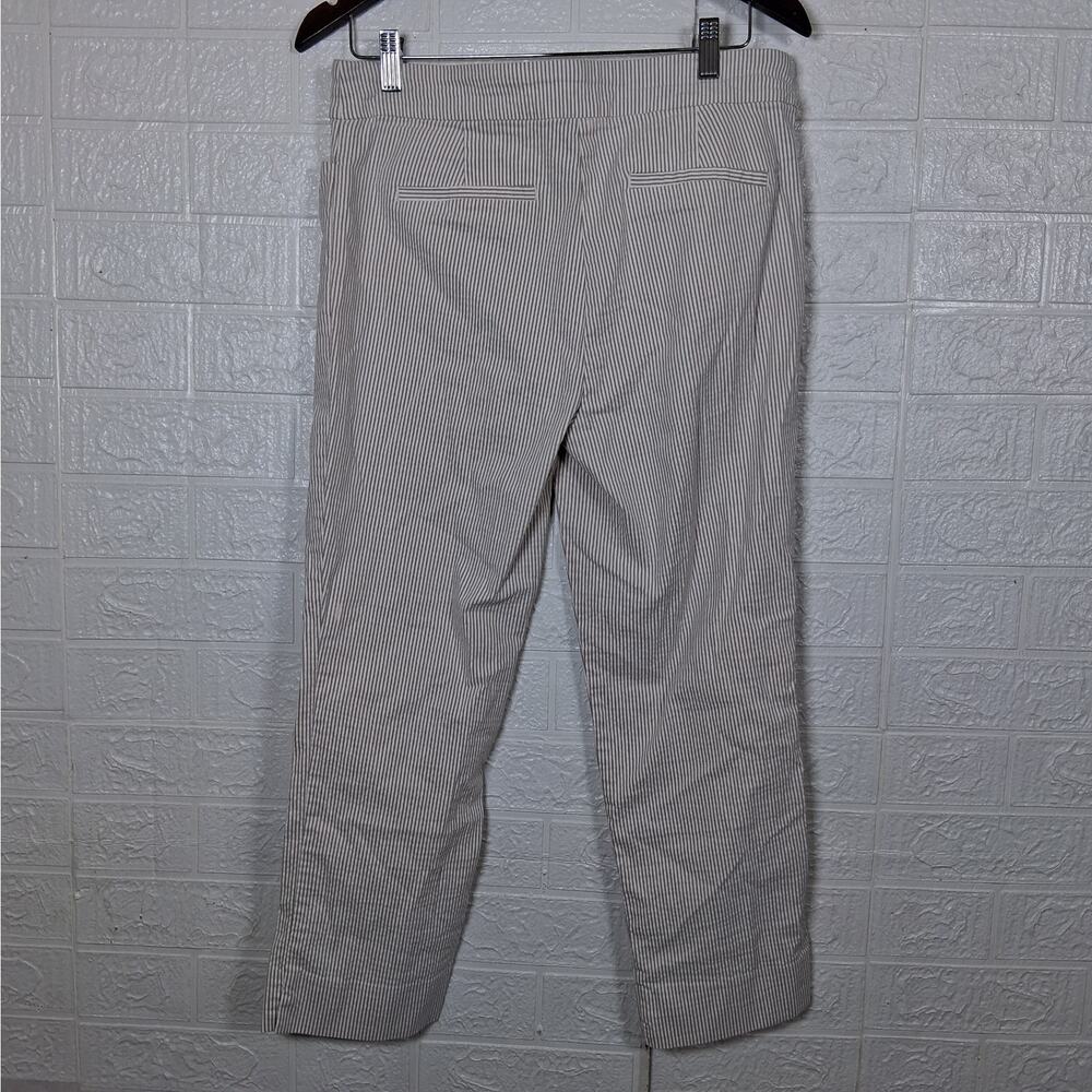Hilary Radley Seersucker Striped Pull On Crop Pants Beige White - Picture 6 of 6